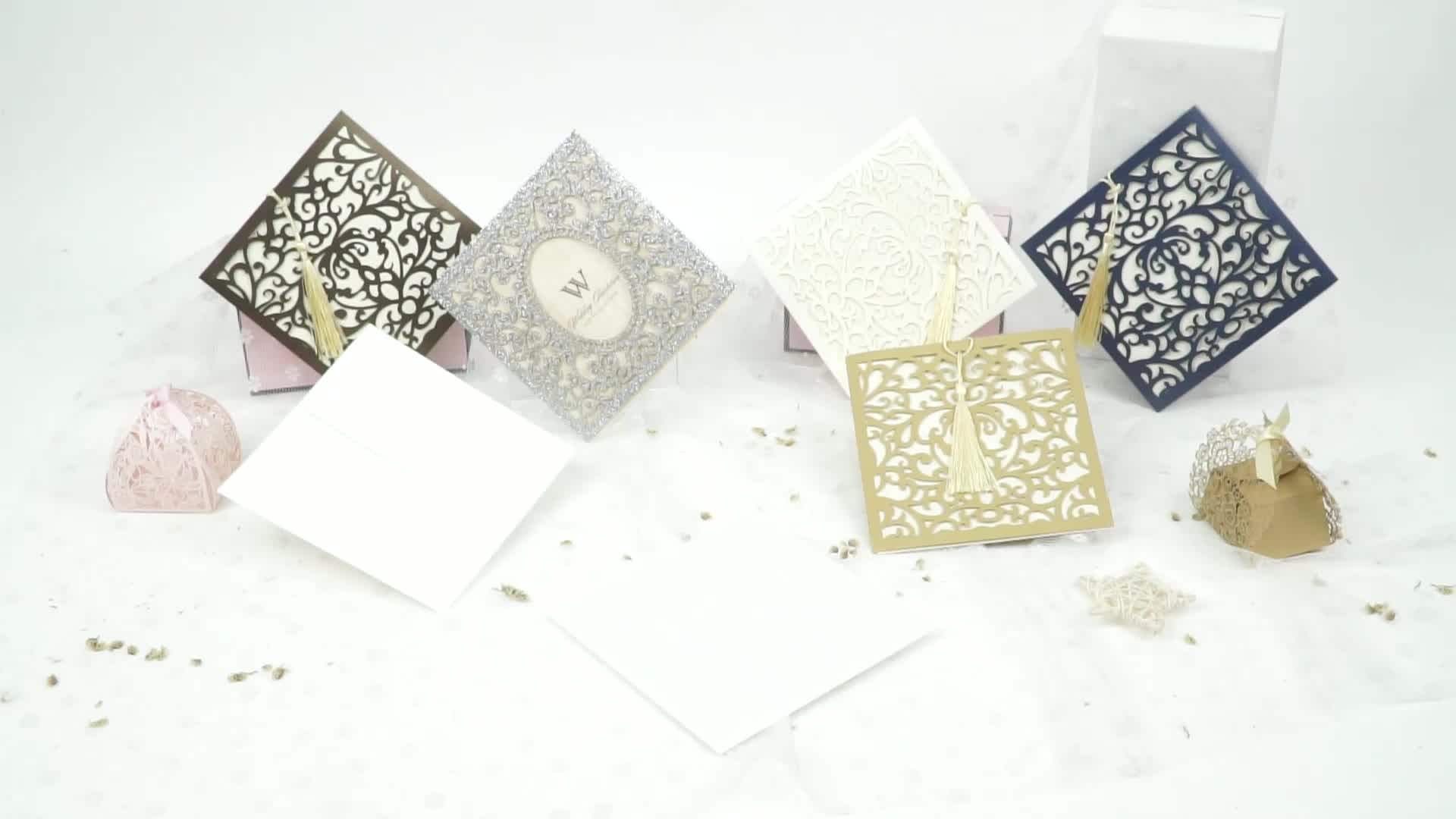 Laser Cut Gold Glitter Paper Wedding Invitation Card Buy Wedding