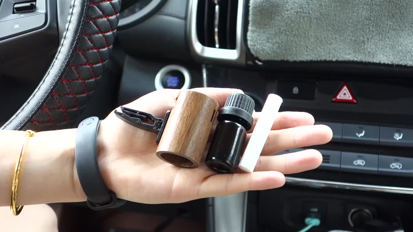 5ml Bottle Wooden Custom Logo Car Vent Clip Perfume Freshener Diffuser