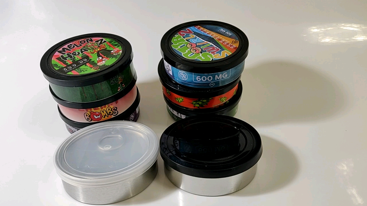 3.5 Exotic Weed Packaging Custom Brand Cali Label Stickers On Self Seal Press It Tins With Lids ...