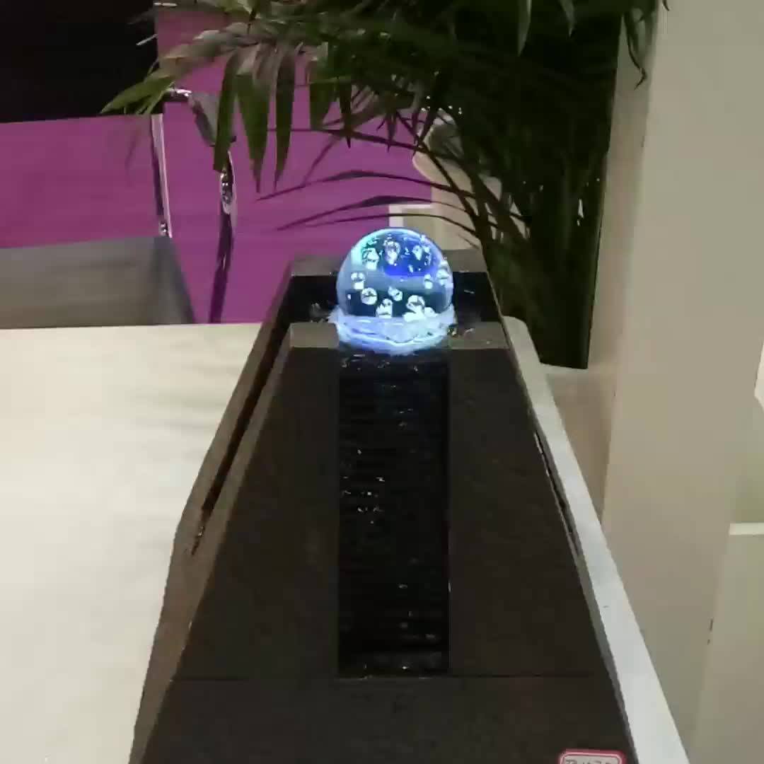 Humidifier Resin Pyramid Waterfall Rolling Ball Tabletop Water Fountain