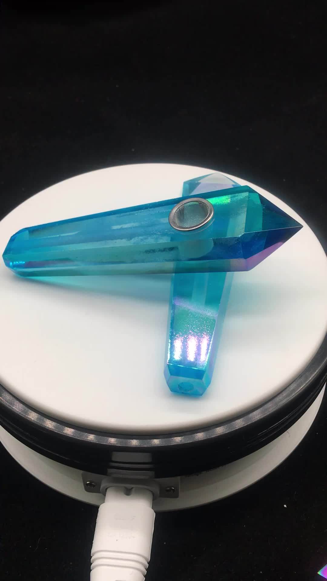 Spot Blue Mystic Quartz Weed Pipe Electroplated Titanium Quartz Crystal