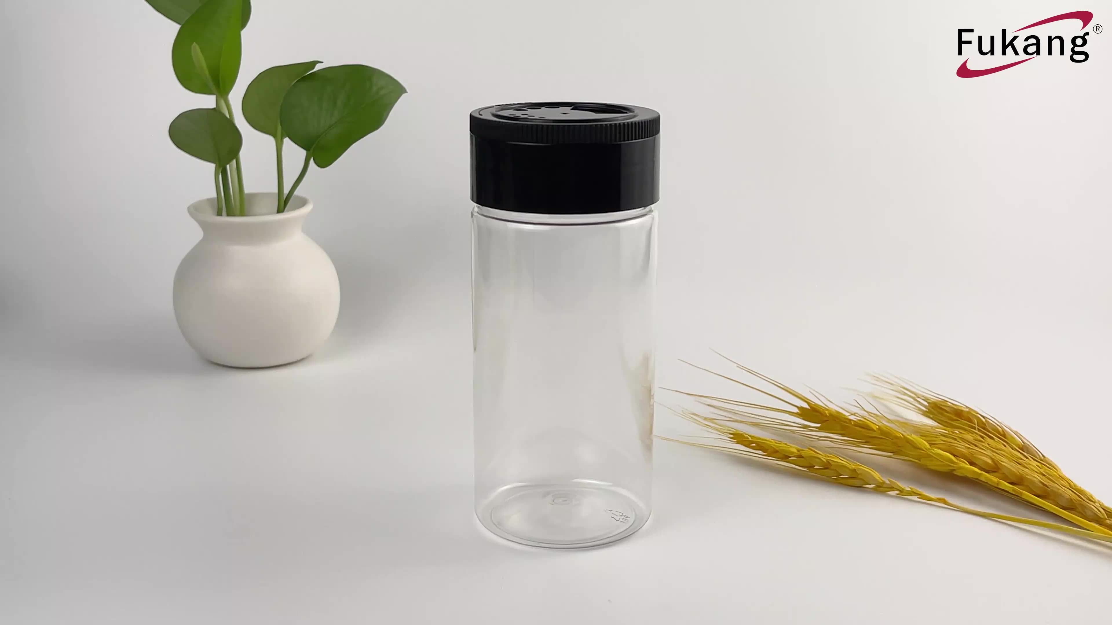 200ml Clear Food Grade Pet Plastic Spice Shaker Bottles For Salt Pepper