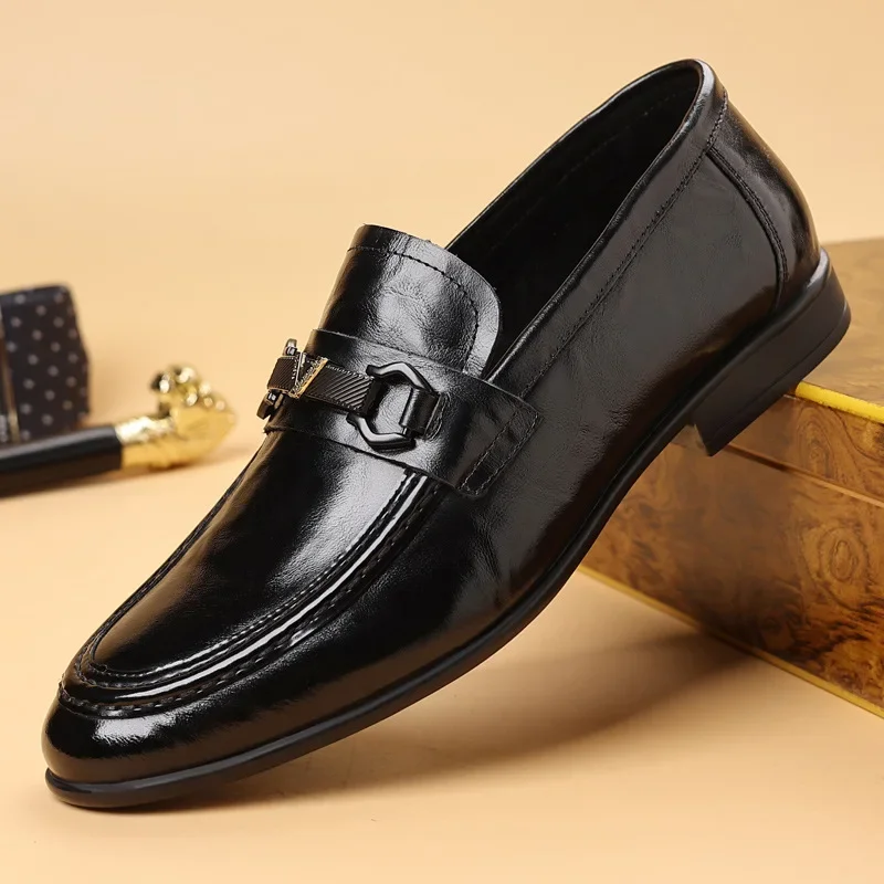 Top Layer Cowhide Men's Casual Loafers Soft Bottom Soft Surface Genuine Leather Shoes Thin Breathable Leather Shoes for Men's Hair