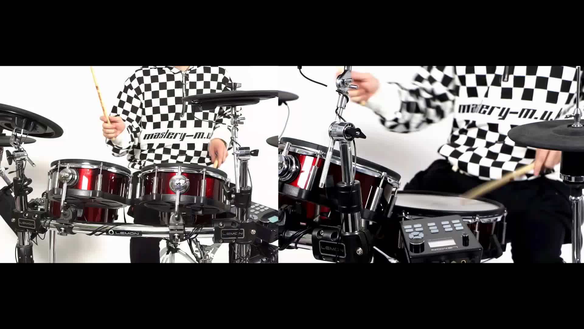 Lemon T850 Mesh Head Wooden Digital Drum Set 9piece Electronic Drum