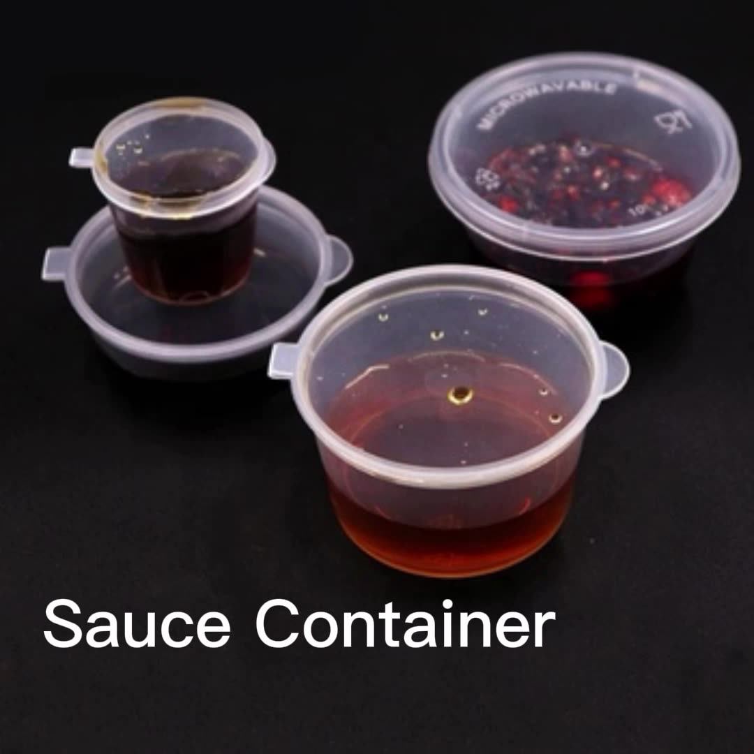 Double Disposable Pp 30ml 1/2/3/4 Oz Hinged Small Mini Condiment Sauce