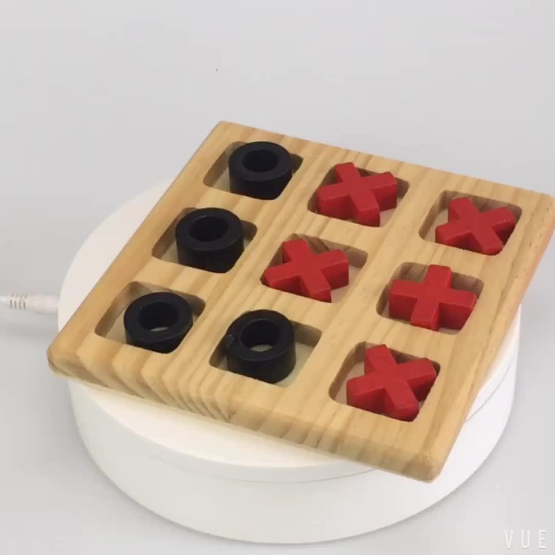 Custom Design Mini Wooden Board Game Tic Tac Toe Game Pieces With High