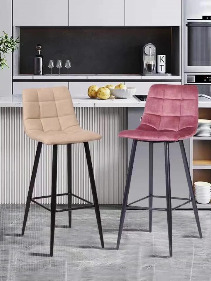 Metal Frame Velvet China Cheap Kitchen Bar Stools Used Restaurant - Main Image