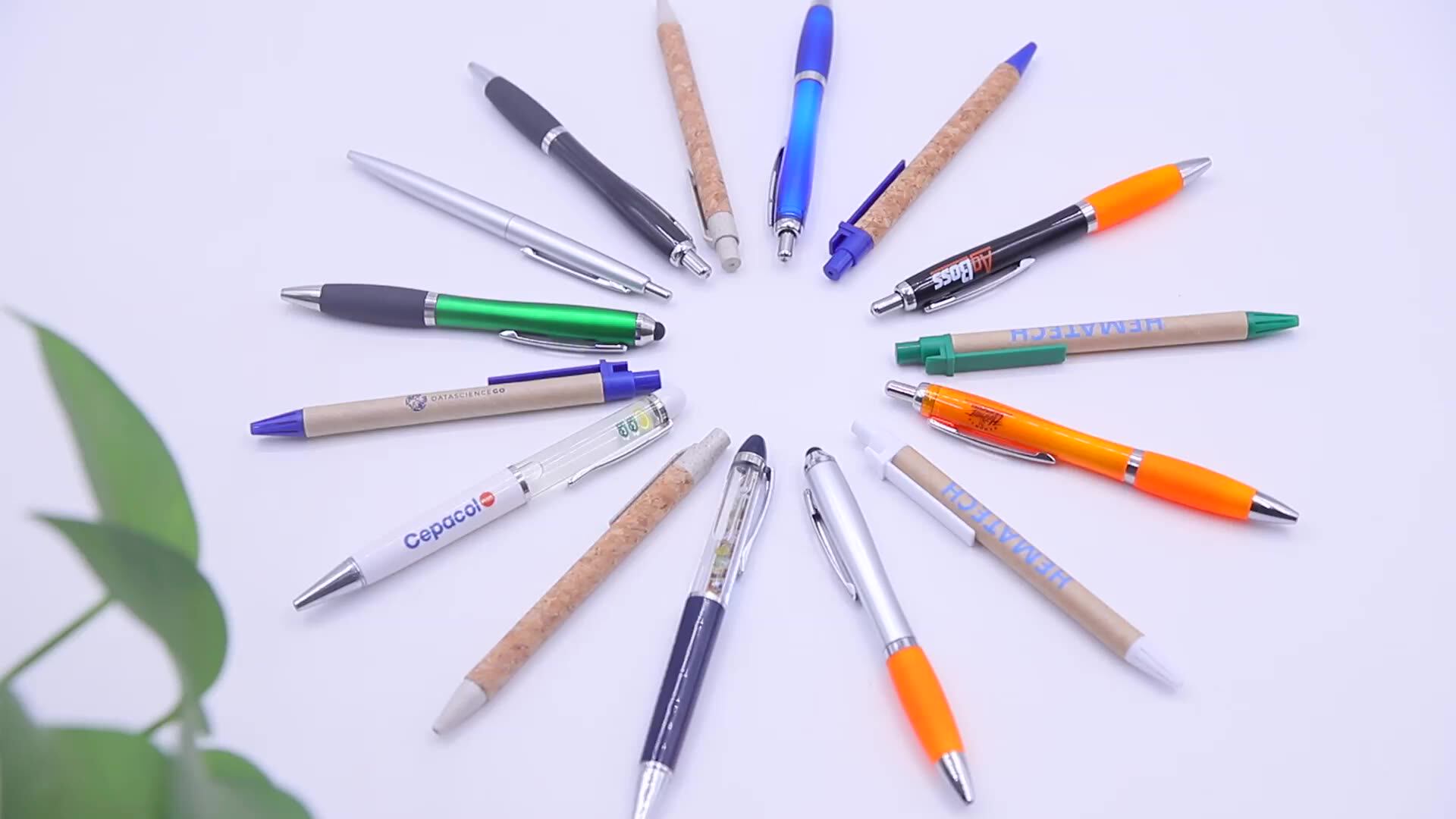 Promotional Custom Recycled Plastic Ballpoint Pens Ball Pens With Logo