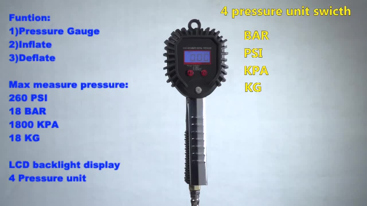 Motorcycle Digital Pressure Gauge Tire Inflator Portable Air Inflator