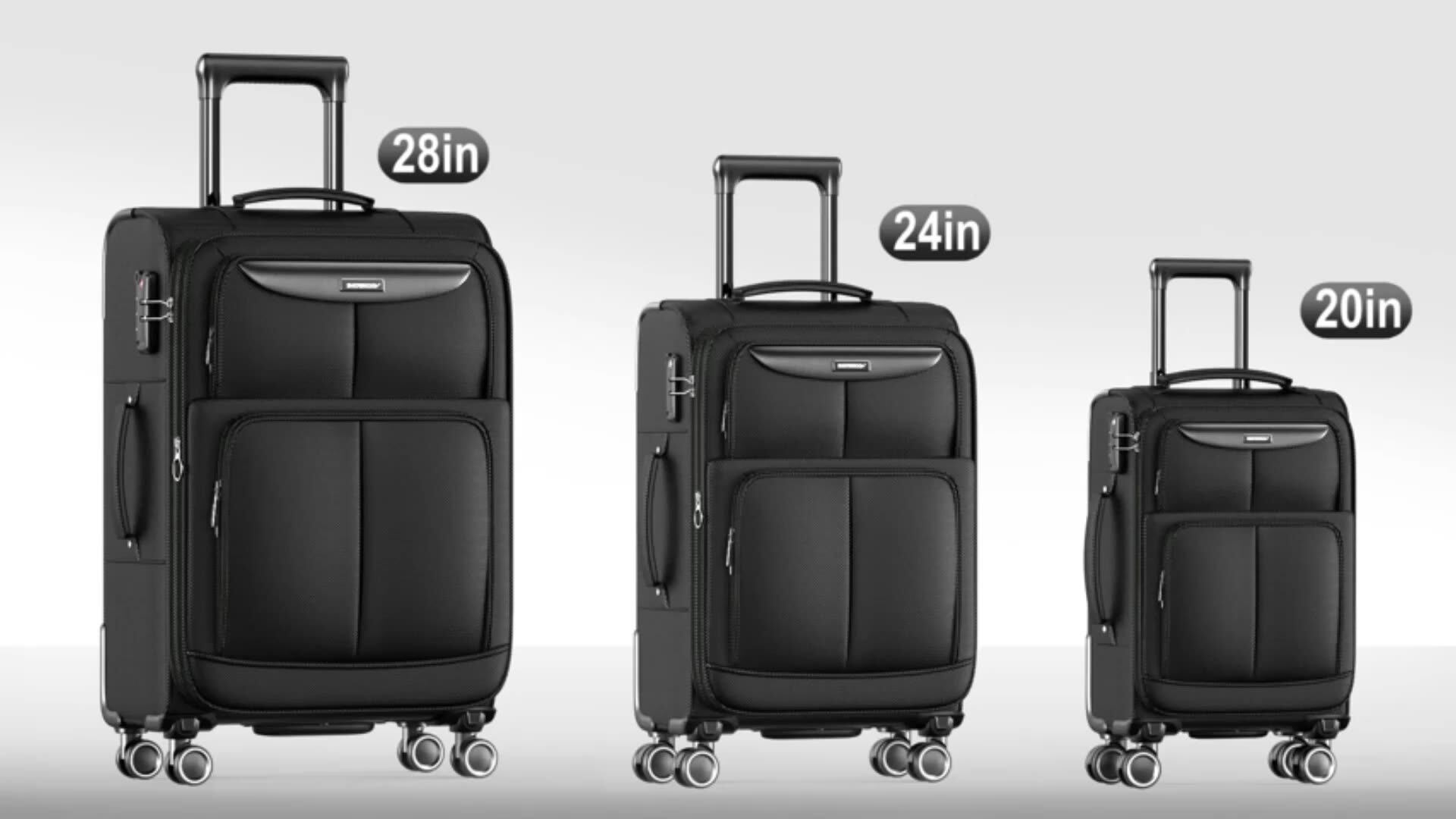 Luggage Sets 3 Piece Softside Expandable Lightweight Durable Suitcase Sets Double Spinner Wheels