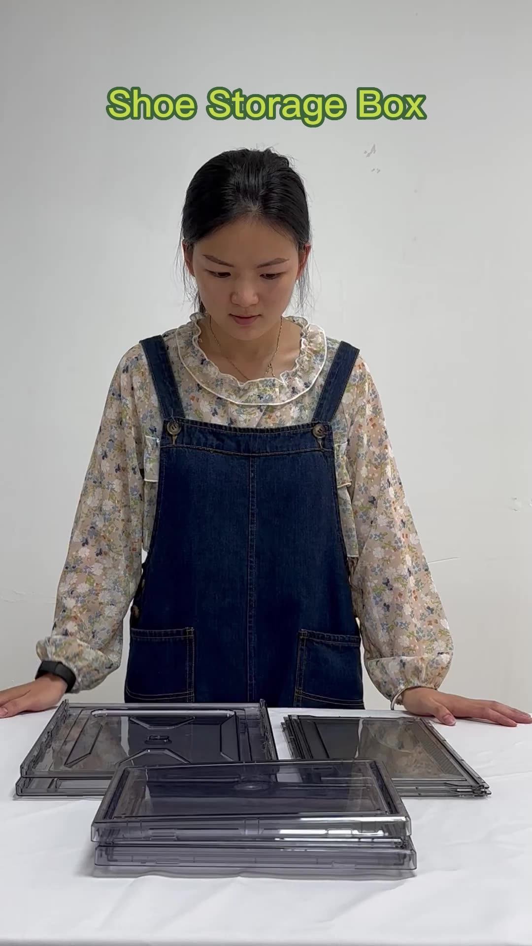 Wholesale Transparent Plastic Sneaker Stackable Shoe Storage Boxes Drop