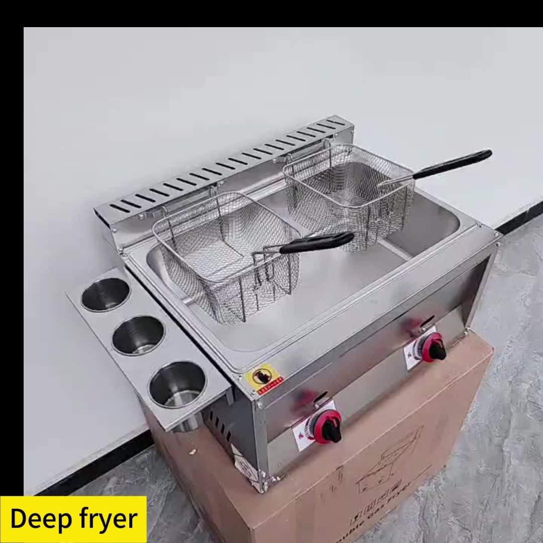 New 20l + 20l Doubletank Desktop Fryer Oil Tank Industrial Gas
