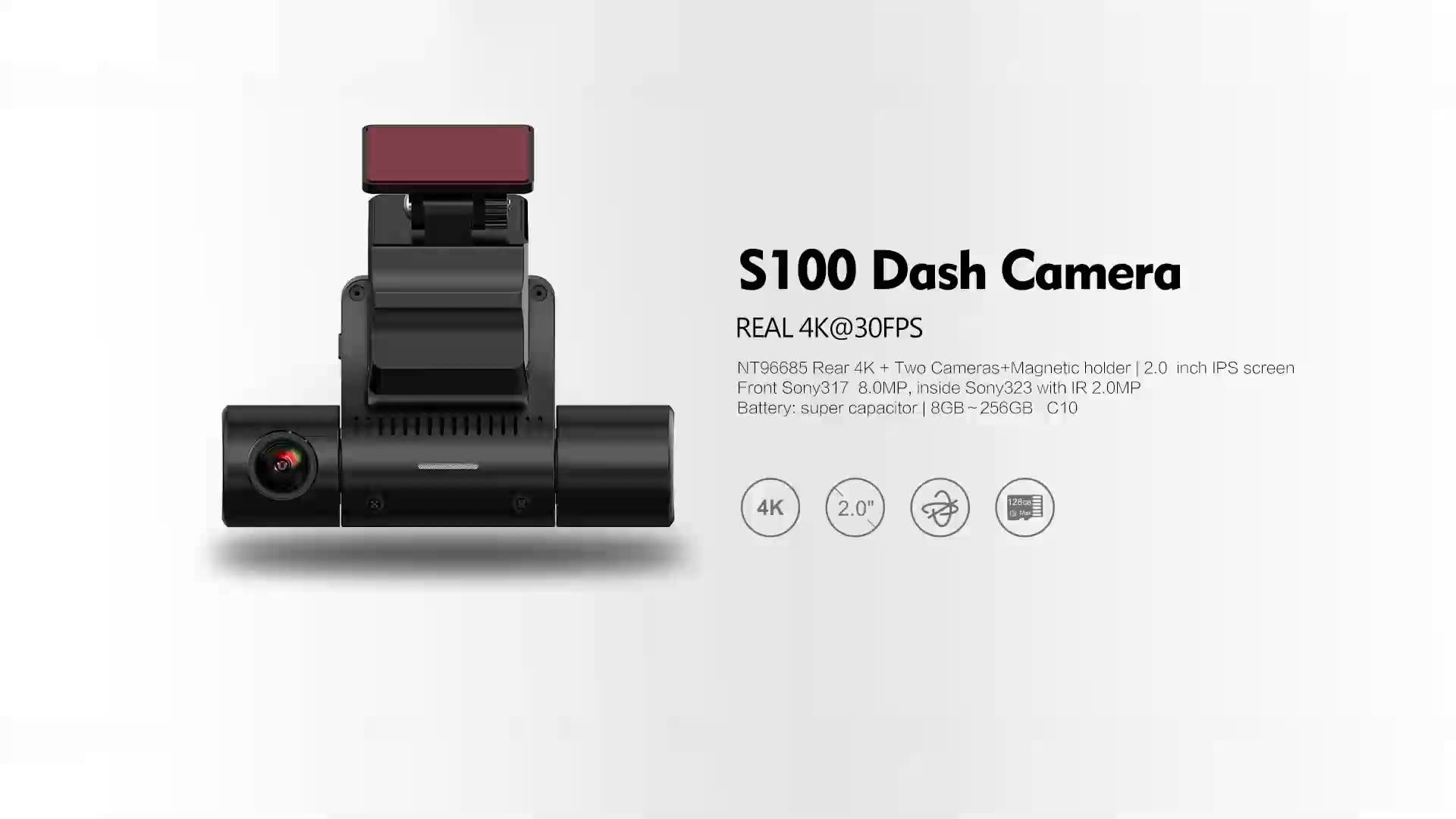 Gofuture NT96685 Front 4K, Inside 1080P 2.0 Inch IPS Screen