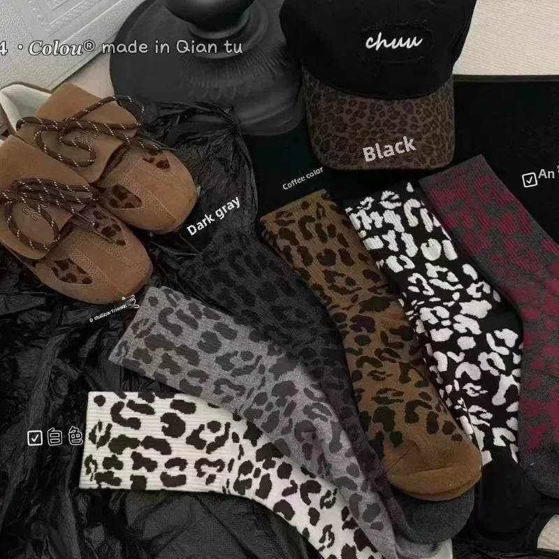 時尚秋冬襪子女生純棉高腰堆堆襪ins韓版豹紋長款洋氣女襪潮長襪