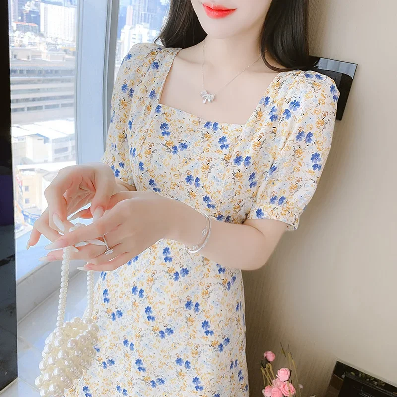 Fashionable summer fresh shiffon long dress
