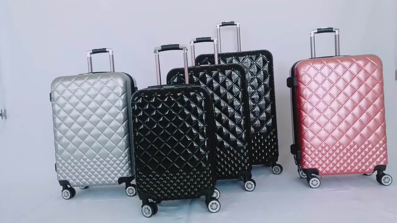 Glossy Black Tsa Lock 4 Wheel Spinner Abs Pc Luggage 3 Piece Plastic