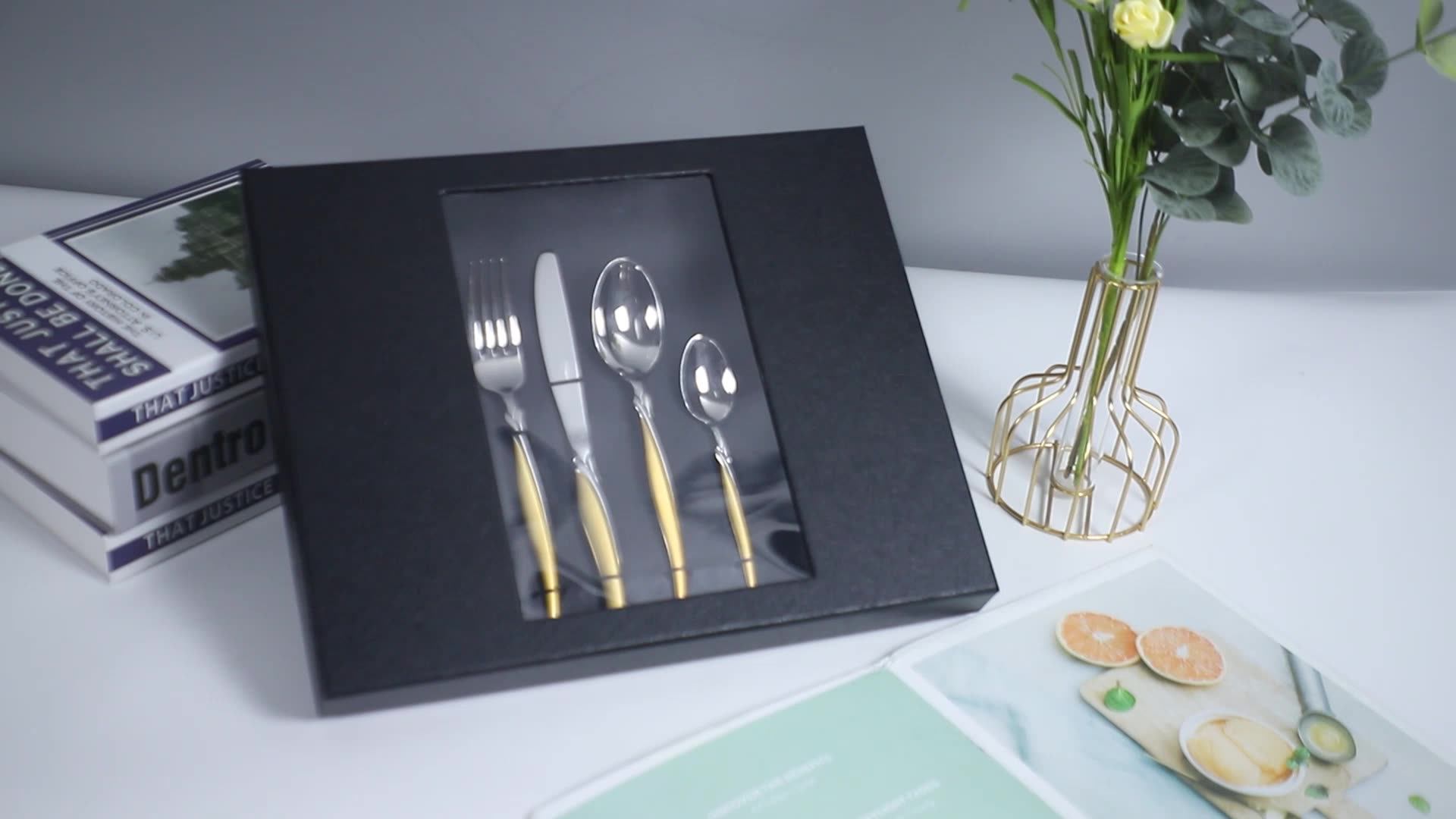 72 Piece Gottinghen Stainless Steel Flatware Gold 86 Pcs Cutlery Set