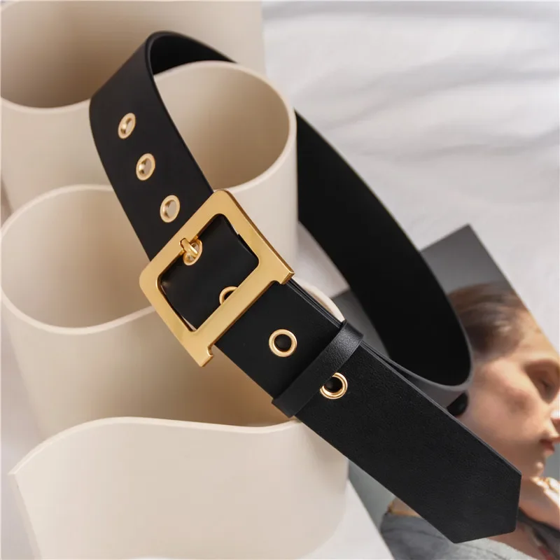 Women's winter fashionable versatile belt matching sweater decorative cashmere suit shirt black leather belt