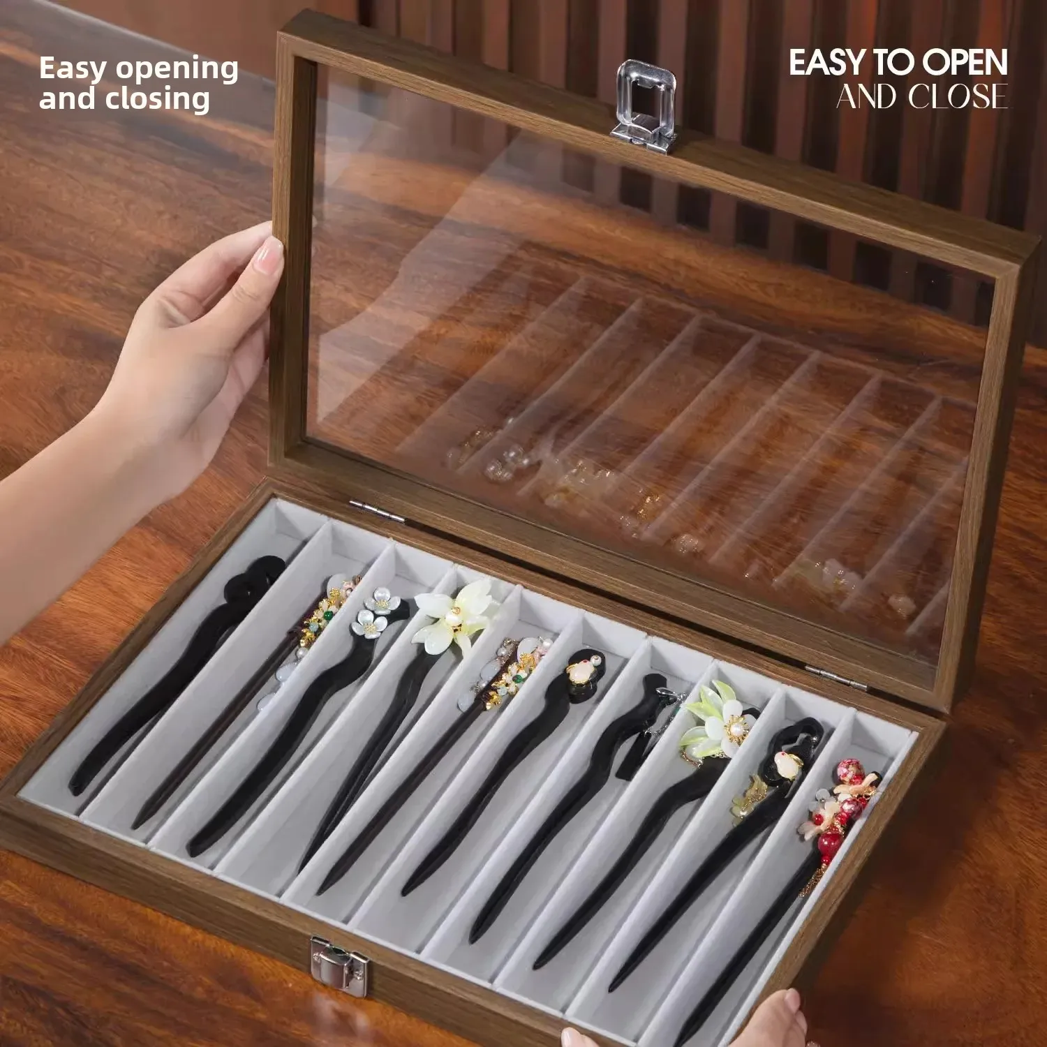 Anti-oxidation Hairpin Necklace Storage Box High-grade Feeling Fine Products Environmental Protection Walnut Wooden Jewelry Storage Box