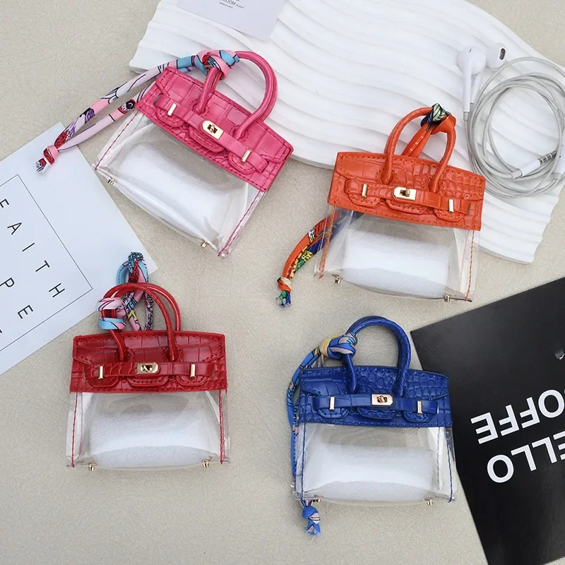 Light Luxury Car Key Case Transparent Mini Platinum Bag Hanging Ornaments Exquisite Headphone Bag Red Envelope High-end Car Pendant