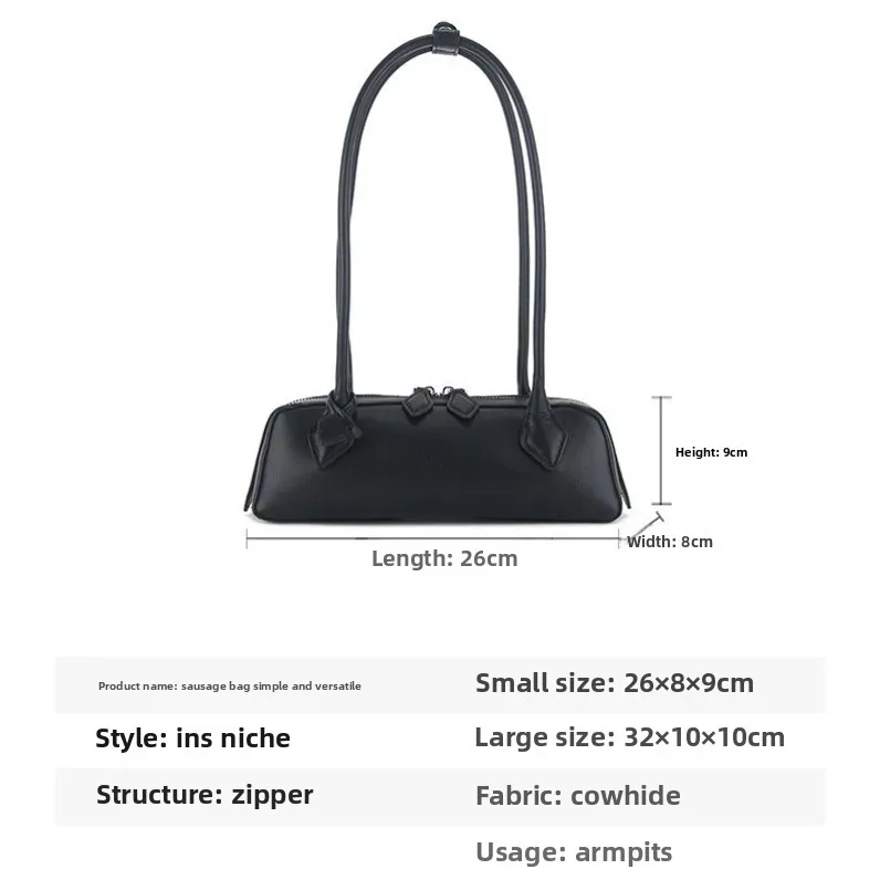 Alaia Sausage Bag Cross-border European and American Fashion Bag New Fashion Baguette Bag Spring and Summer Genuine Leather Shoulder Underarm Bag