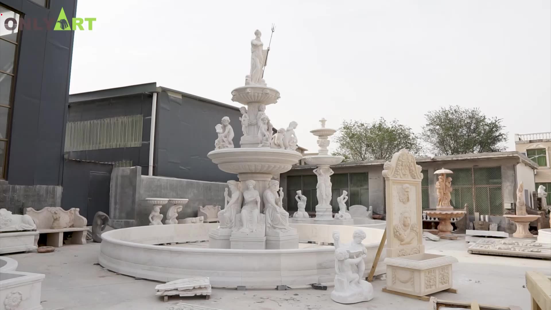 Custom Large Outdoor Garden Decor Marble Stone Water Fountains With