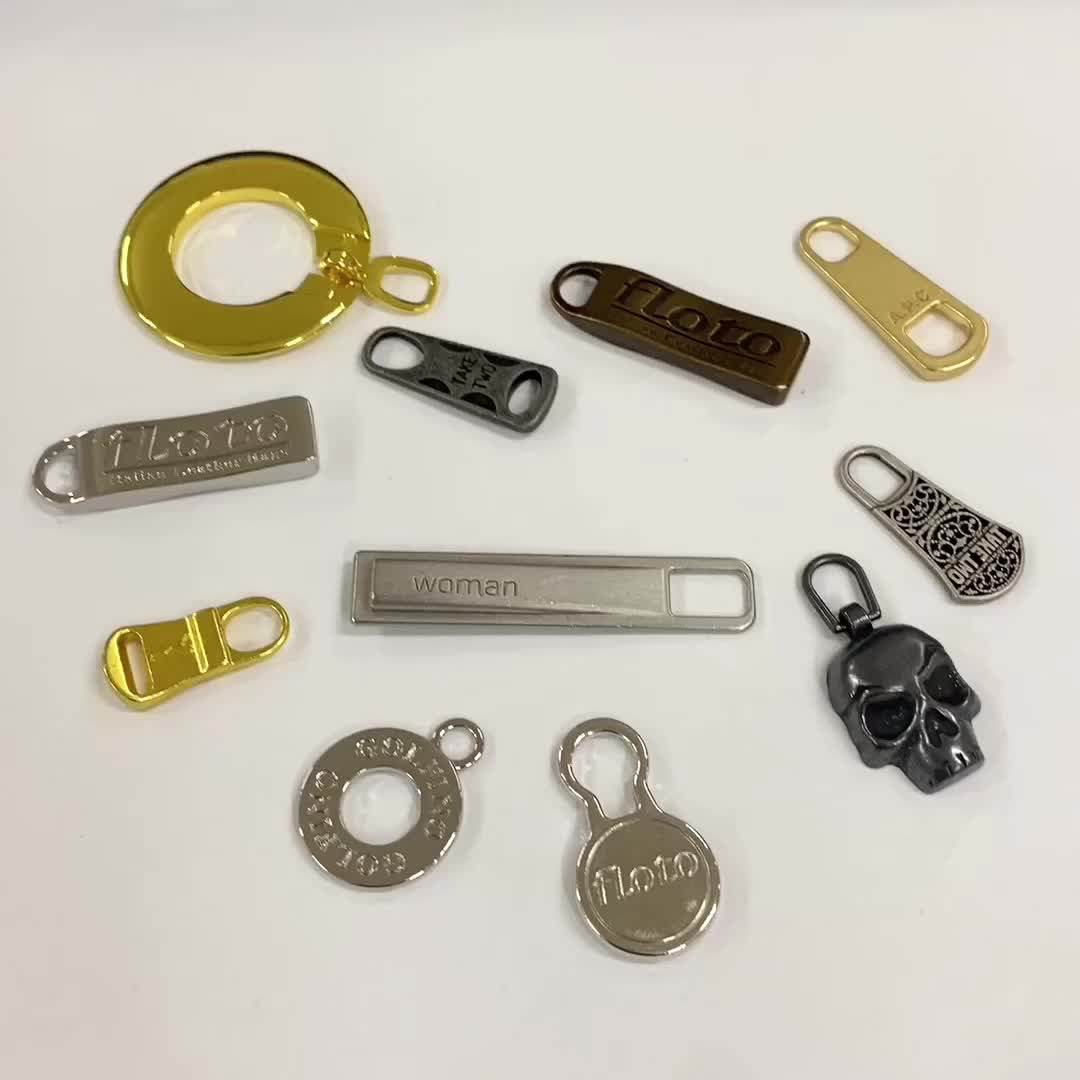 High Quality Custom Debossed Logo Metal Zipper Pull Factory,Bespoke
