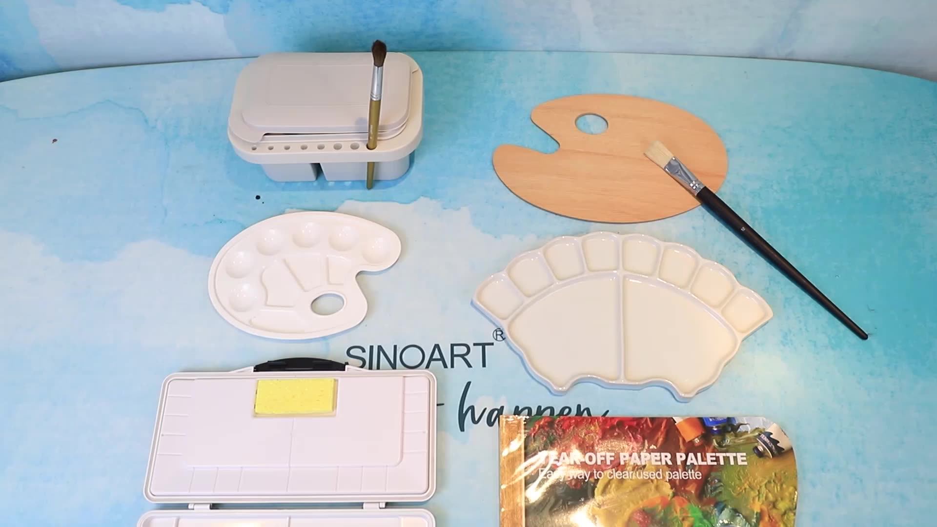 Sinoart Two Holes Square Brush Washer Plastic Twin Compartment Artist