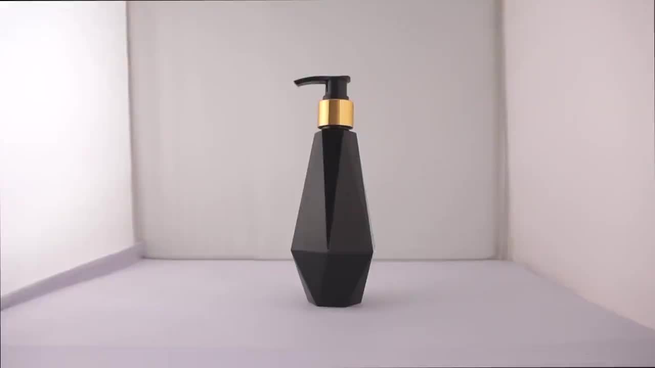 Custom Unique Shape Luxury Design 200ml Black Petg Plastic Shampoo
