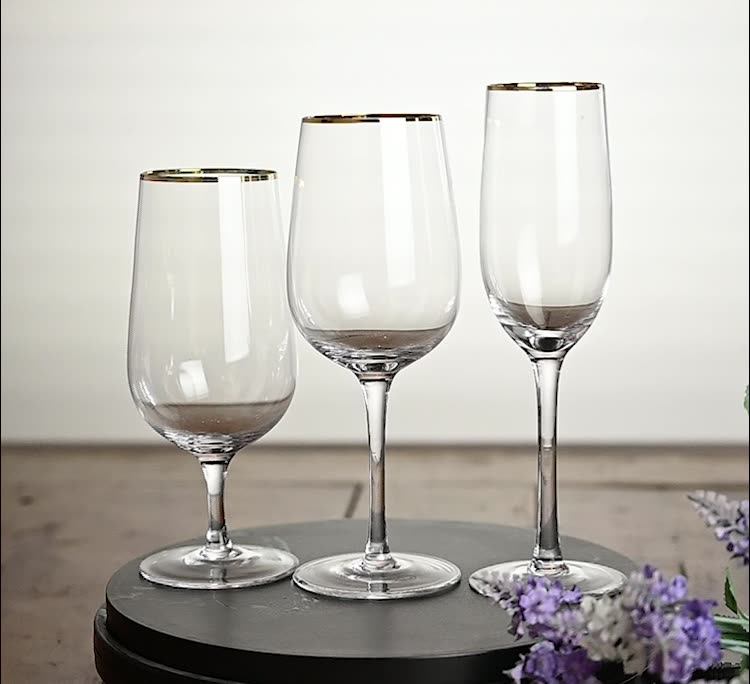 Custom Gold Rimmed Crystal Goblet Red Wine Glass For Wedding Buy Wine