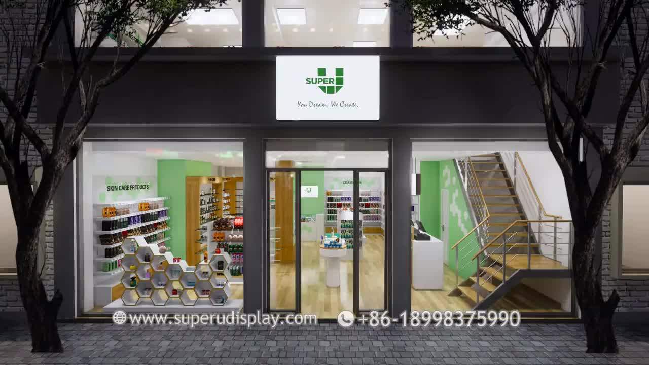 Pharmacy Shelves Decoration For Medicine Shop Fashion Wooden Pharmacy