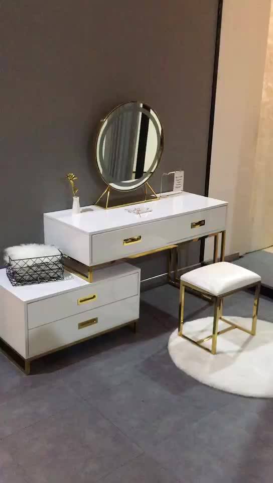 Modern Luxury Italian Style New Model Steel Dressing Table Designs