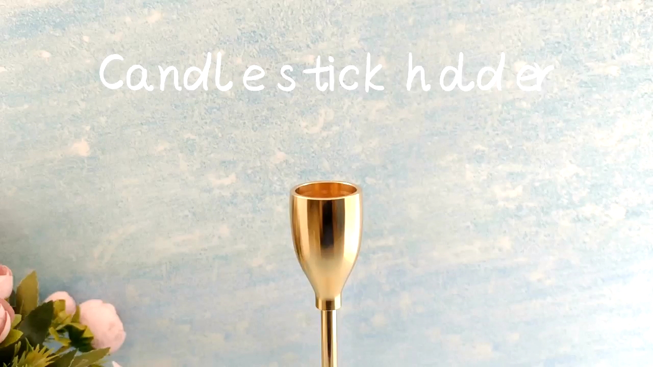 Metal 5 Arms Rose Gold Candelabra Centerpieces Candlestick Holder For