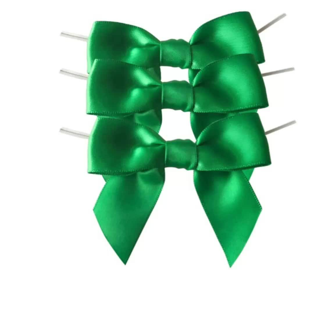 Wholesale Christmas Satin Ribbon Bow Wire Twist Tie With Customized