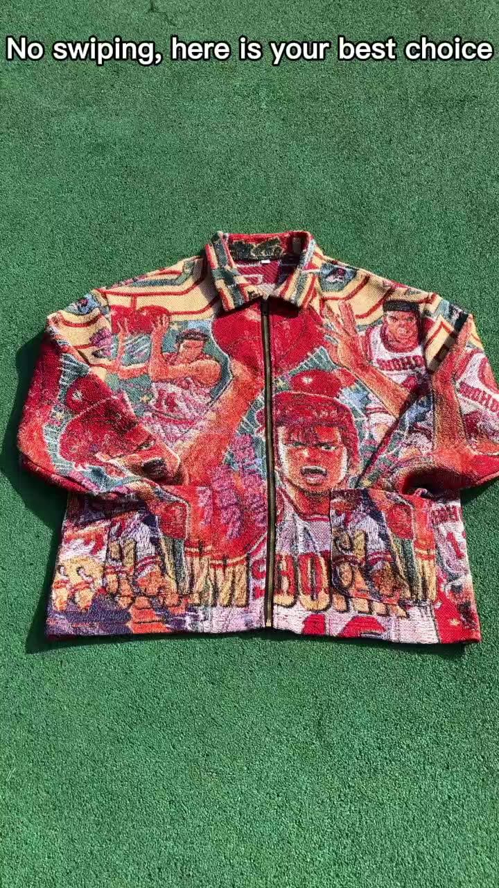 Custom Tapestry Zip Up Jackets Plus Size Men's Designer Coats Outdoor Mens Streetwear Clothing