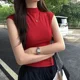 European in stock American High Street Retro Sweet Spicy Waistband Sleeveless T-shirt Women's Summer New Slim-fit Waist Choke Design Sense