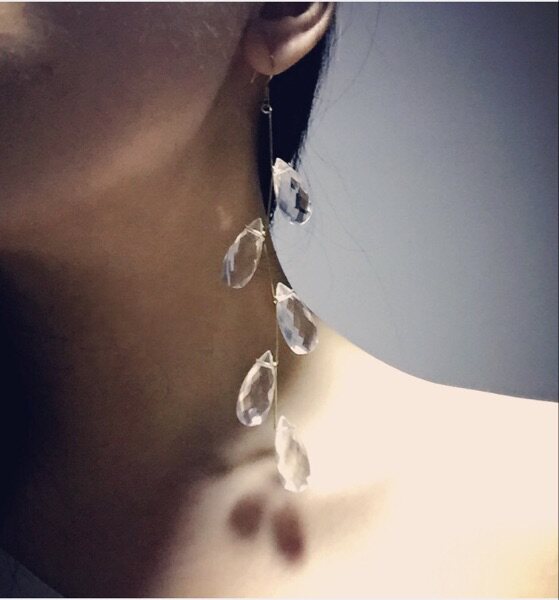 Private Beauty Original Juku Irregular Ice Cubes Earrings Crystal Drop Earrings Earrings 925 Pure Silver Ear Hook Earrings