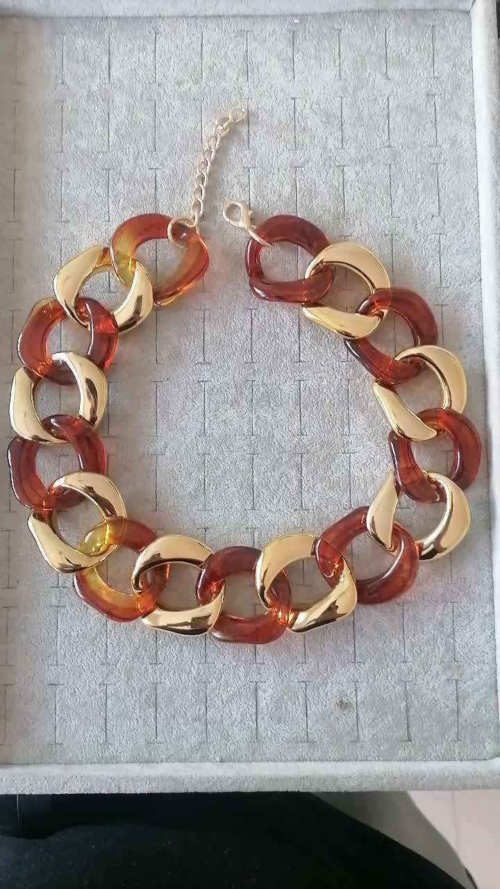 Fashion Simple Colored Thick Acrylic Long Chain Choker Necklace Women