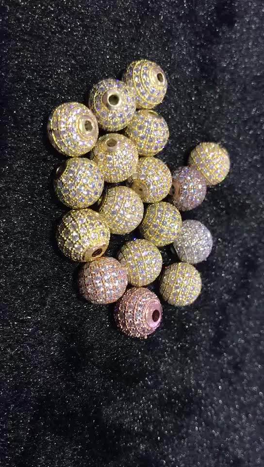 Wholesale Suppliers Pave Diamond Loose Black Metal Beads For Jewelry