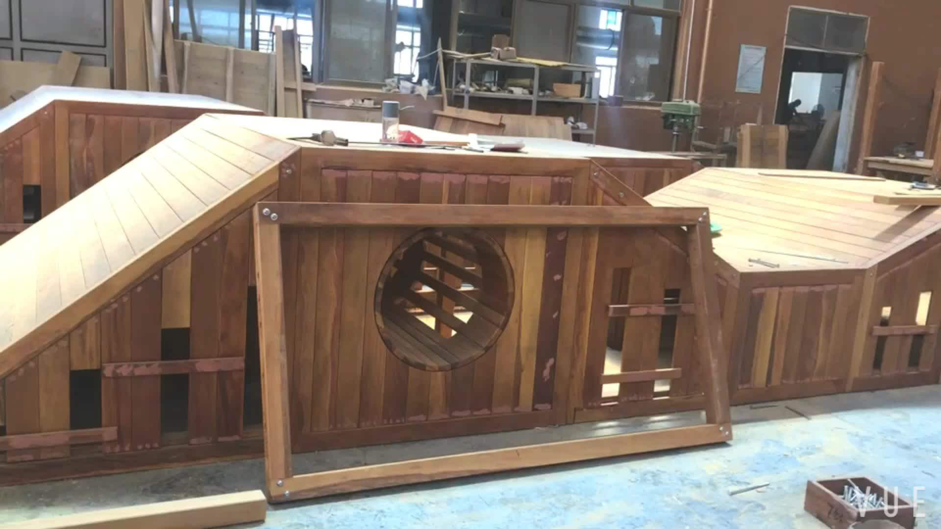 Customized Commercial Outdoor Playground Equipment Large Wooden Slide