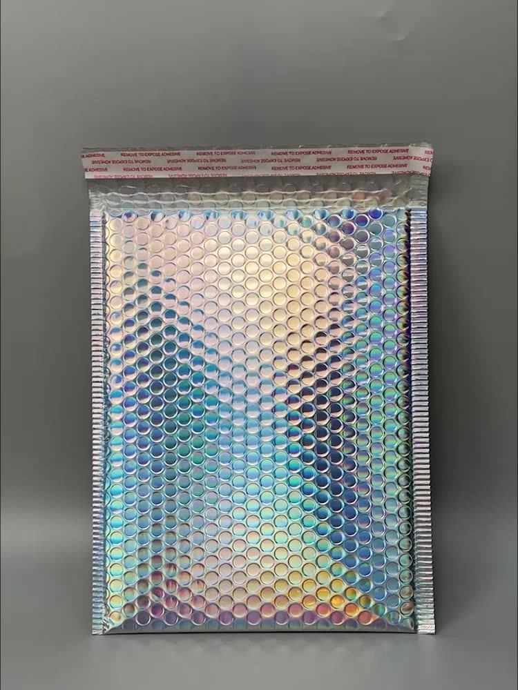 Waterproof Metallic Rainbow Holographic Currier Mailing Bubble Mailers