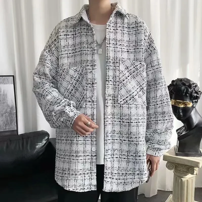 Прилив, осенняя рубашка, тенденция шерстяное пальто, оверсайз, стиль Chanel