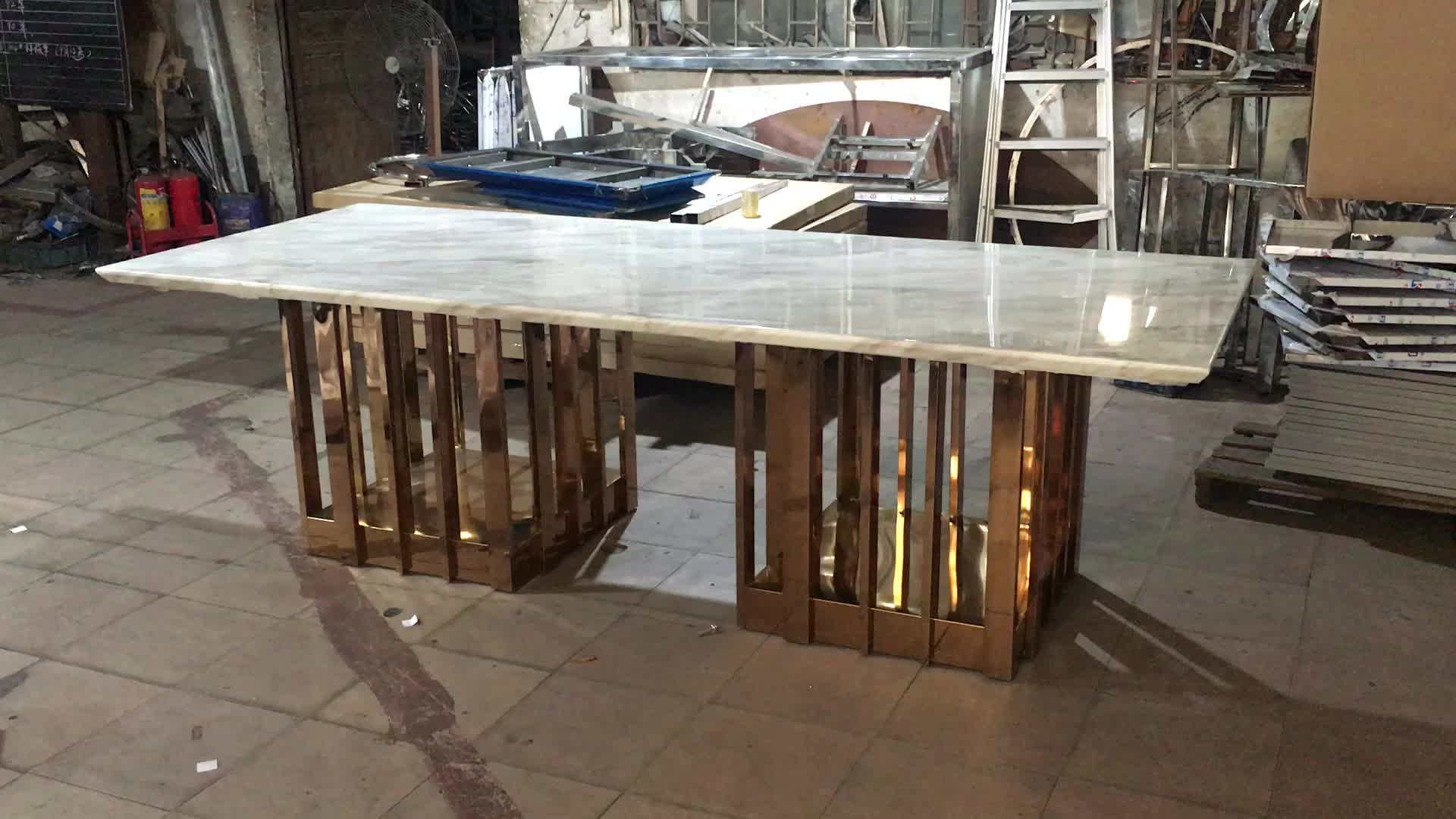 A8219 Gold Stainless Steel Marble Dining Table Furniture Buy