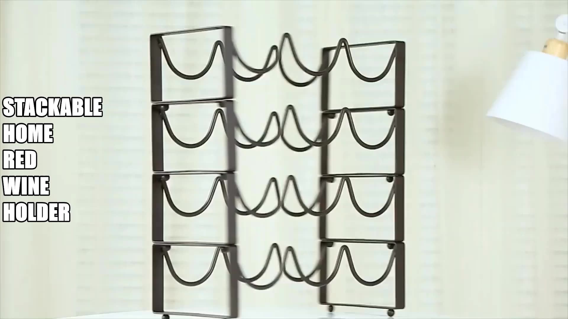 Metal Wire Red Wine Holder Stacking Wine Bottle Display Rack For Home
