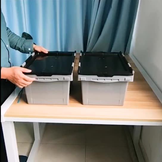 Wholesale Stackable Attached Lid Cheap Blue Plastic Moving Boxes For