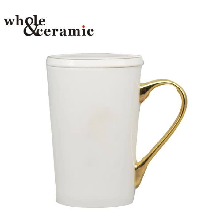 Fine Porcelain Travel Coffee Mug With Silicone Lid And Infuser,White