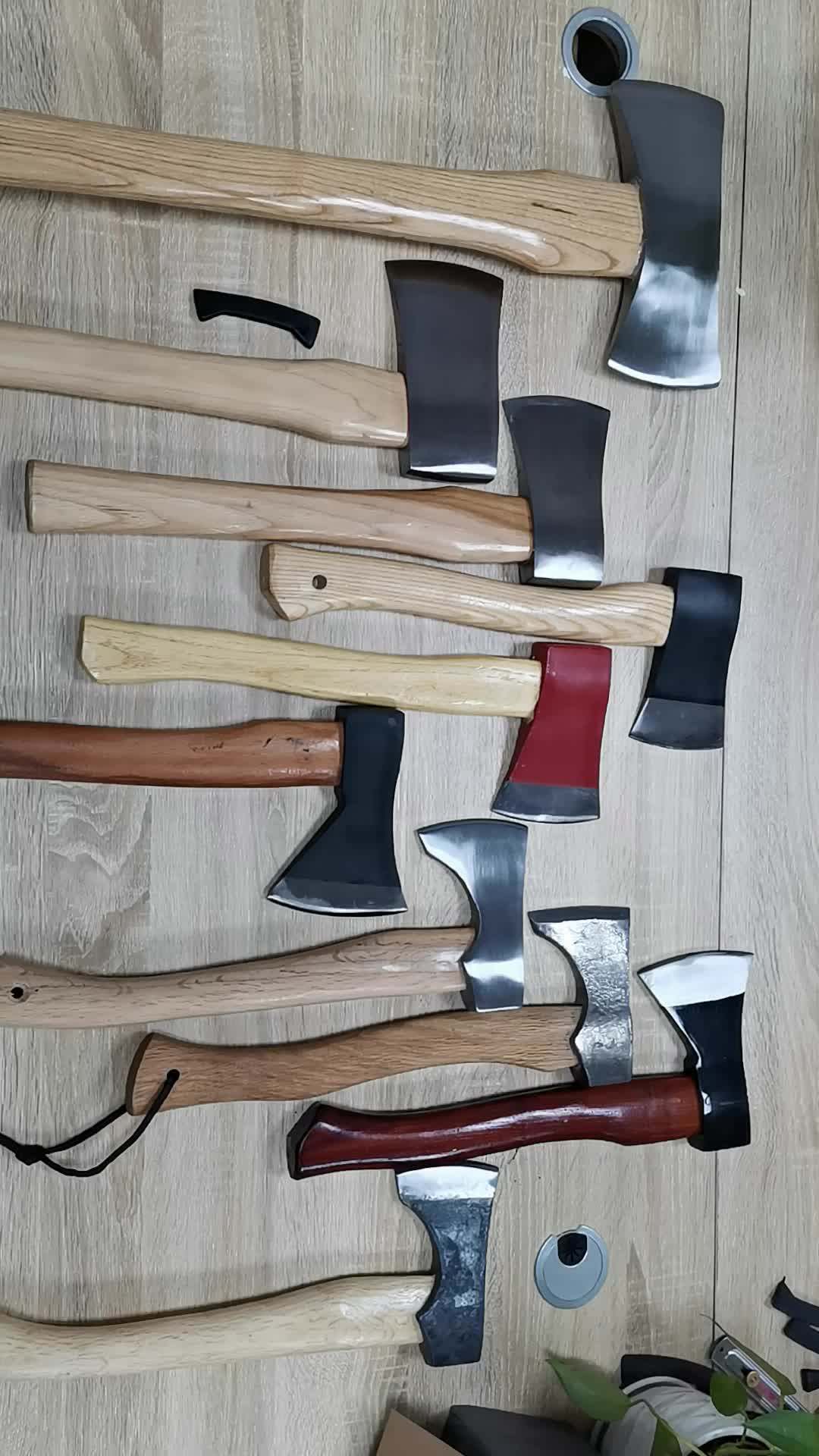 Wholesale 13 15 Inch Wooden Handle Axes Head Stainless Steel Splitting Hatchet With Sheath