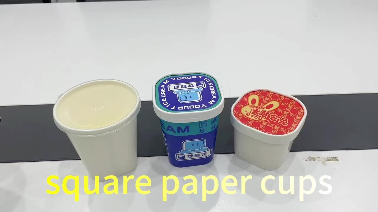 Custom Square Ice Cream Baked Yogurt Cups With Paper Lids Food Grade ...