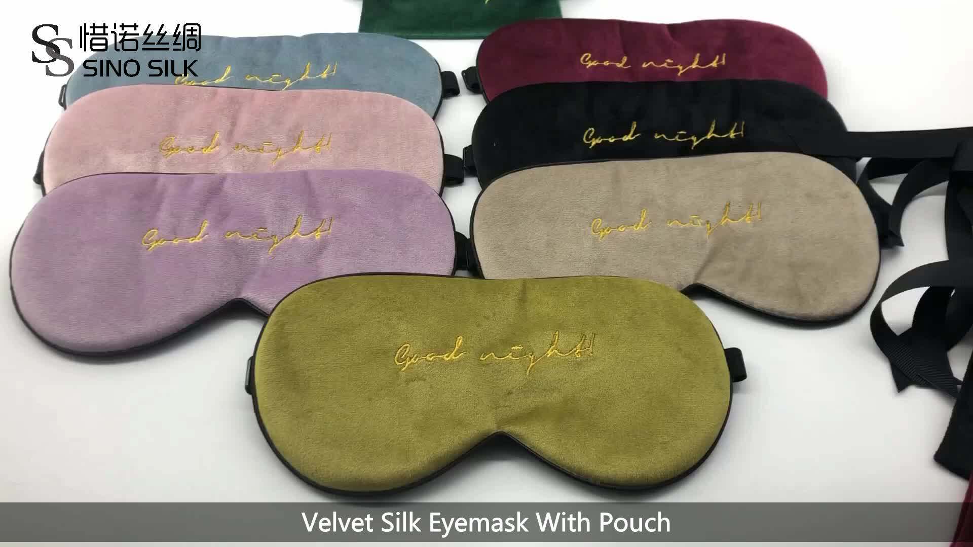 Wholesale Custom Logo Luxury Travel Eyemask Velvet Silk Sleep Mask Eye
