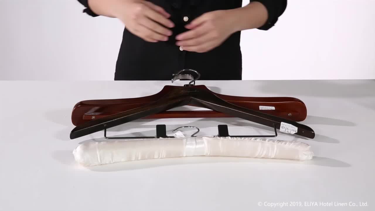 Dark Brown Hotel Thick Foam Silk Clothes Hangers Satin Padded Hangers